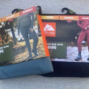Ozark Trail Black Blue Womens Warmer Leggings XL Thermal Base Layer Set Of 2 New